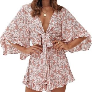 ❌SOLD❌ Floral Light Pink Romper Ruffles